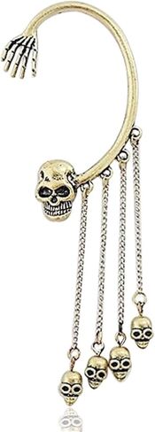 Skeleton Earrings Dangle for Women Vintage Long Tassel Skulls Earrings Piercing Ear Cuff Gothic Punk Skull Earrings Halloween Jewelry in Kuwait