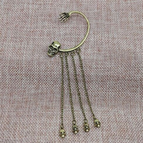 Skeleton Earrings Dangle for Women Vintage Long Tassel Skulls Earrings Piercing Ear Cuff Gothic Punk Skull Earrings Halloween Jewelry in Kuwait