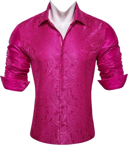 Barry.Wang قمصان رجالية حريرية بأكمام طويلة سترة ربطة عنق منديل أزرار أكمام مشبك ربطة عنق جاكار منسوج لحفلات الزفاف والحفلات الراقصة in Kuwait