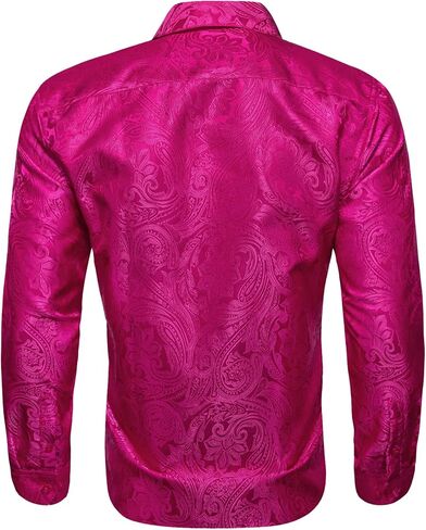 Barry.Wang قمصان رجالية حريرية بأكمام طويلة سترة ربطة عنق منديل أزرار أكمام مشبك ربطة عنق جاكار منسوج لحفلات الزفاف والحفلات الراقصة in Kuwait