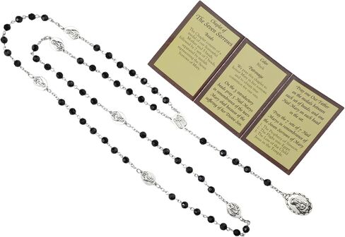 Needzo Seven Sorrows Rosary Chaplet with Prayer Card, Mother Mary Catholic Accessory, Religious Gift, 19 Inches in Saudi Arabia