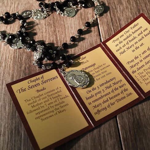 Needzo Seven Sorrows Rosary Chaplet with Prayer Card, Mother Mary Catholic Accessory, Religious Gift, 19 Inches in Saudi Arabia
