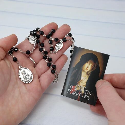 Needzo Seven Sorrows Rosary Chaplet with Prayer Card, Mother Mary Catholic Accessory, Religious Gift, 19 Inches in Saudi Arabia