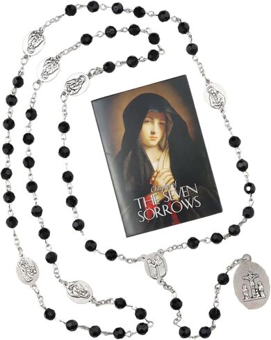 Needzo Seven Sorrows Rosary Chaplet with Prayer Card, Mother Mary Catholic Accessory, Religious Gift, 19 Inches in Saudi Arabia