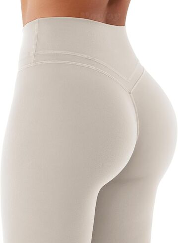 VOYJOY Womens Scrunch Workout Leggings Compression Butt Lifting Mid High Waist 26 Inches Seamless V Back Yoga Pants in Kuwait