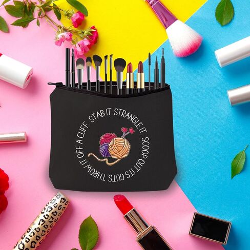 PWHAOO Funny Knitting Cosmetic Bag Knitting Storage Bag Yarn Crocheter Makeup Bag Knitting Lover Gift (Knitting Storage B) in Saudi Arabia