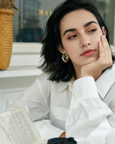 Gold Hoop Earrings for Women, Chunky Triple Hoop Earrings Thick Three Open Hoop Trendy Jewelry Gifts in Kuwait