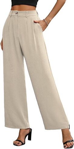 CORSKI Women's Wide Leg Pants High Waisted Slacks Straight Long Work Business Dressy Trousers Casual Pants with Pockets in Saudi Arabia