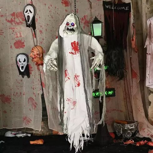 2 Pcs 5 Yards X 40" Include Hanging Outdoor Indoor Scary Creepy Halloween Office Party Door Window Giant Spider Wall Yard Table car Lawn Cloth Decorations Cheesecloth Fabric (White + Gray) in Saudi Arabia