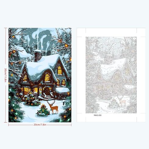 SENQAO Framed Paint by Numbers Kit for Adults Beginners with Wooden Easel, Christmas Easy Paint by Number Kit with Frame, Watercolor Adult Paint by Number Framed Canvas 7.8x11.8in in Saudi Arabia