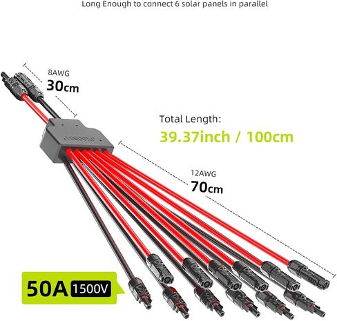 Solar Connectors for 2-3-4-6-8 Solar Panels,Tool-Free Solar Panels Connectors 10awg, Waterproof Solar Panel Splitter, 2 to 8 Y Branch Parallel Adapter for Solar Cable Extension in Saudi Arabia
