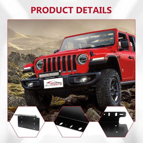 ALAVENTE العالمي لوحة ترخيص جبل قوس الثقيلة الصلب اللوحة الأمامية تصاعد قوس حامل ل 6 "7" 12 "17" 20 "أضواء شريط ضوء LED لسيارة الدفع الرباعي 4x4 لجيب in Kuwait