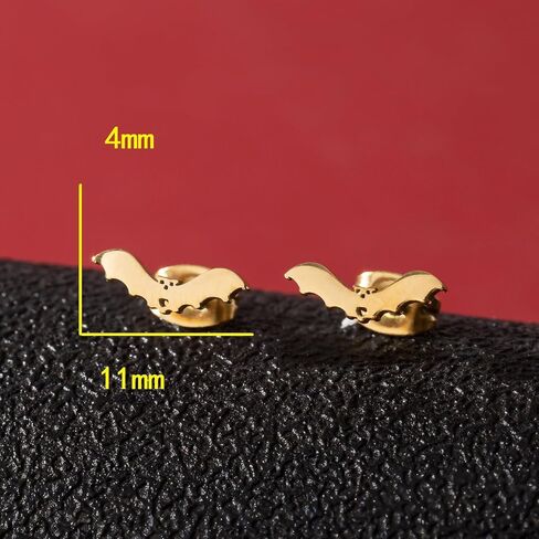 WCRAZYE 4 Pairs Bat Stud Earrings for Men Women Minimalist Small Stainless Steel Bat Flying Animals Gothic Spooky Vampire Earrings Halloween Gifts in Saudi Arabia