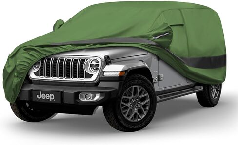 Heavy Duty Outdoor Car Cover Compatible with Jeep Wrangler 4 Door,Waterproof All Weather for Automobiles, Outdoor Full Cover Rain Sun UV Protection with Zipper Cotton in Kuwait