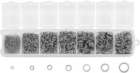 1370pcs Assorted 7 Sizes 3mm-10mm Round Open Jump Ring Split Rings Jewelry Findings Connector for Earring Bracelet Necklace Keychain Accessories (Black) in Kuwait