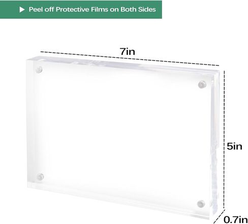 Golden State Art, 5x7 Acrylic Frame, Set of 5, 20mm Magnetic Acrylic Block Picture Frame, Double Sided, Frameless Desktop Display in Saudi Arabia