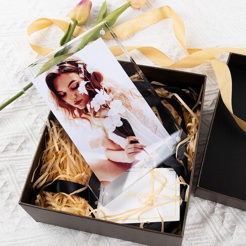Golden State Art, 5x7 Acrylic Frame, Set of 5, 20mm Magnetic Acrylic Block Picture Frame, Double Sided, Frameless Desktop Display in Saudi Arabia