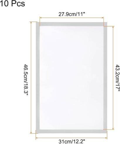MECCANIXITY 10pcs Self Adhesive Magnetic Poster Frame Wall Sign Holder, 11"x17" Magnetic Picture Frame Document Display Window Sign Wall Mount for Home Office Store Restaurant,Silver in Saudi Arabia