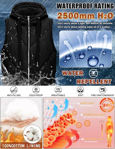 HEEKPEK Womens Long Puffer Vest Sleeveless Hooded Zip Up Puffy Jackets 2024 Quilted Winter Coats with Pockets Warm Outerwear in Saudi Arabia