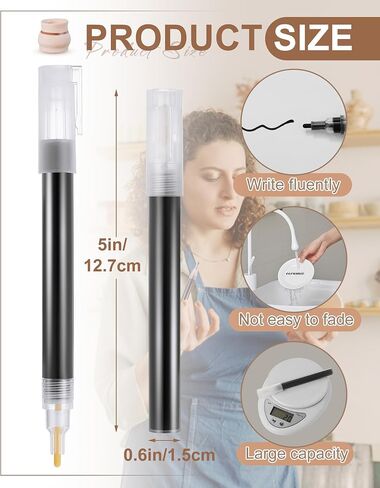 2 Pieces Underglaze Pen for Ceramics Writing Pen Underglaze Permanent Porcelain Colored Pen for Decorating Under Ceramic Pottery Bisque(Black, Blue) in Kuwait