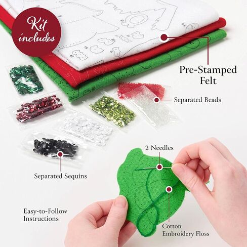 Bucilla, Light Up The Holidays, Felt Applique 18" Stocking Making Kit, Perfect for DIY Arts and Crafts, 89587E in Saudi Arabia