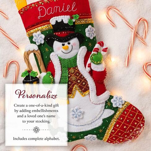 Bucilla, Light Up The Holidays, Felt Applique 18" Stocking Making Kit, Perfect for DIY Arts and Crafts, 89587E in Saudi Arabia