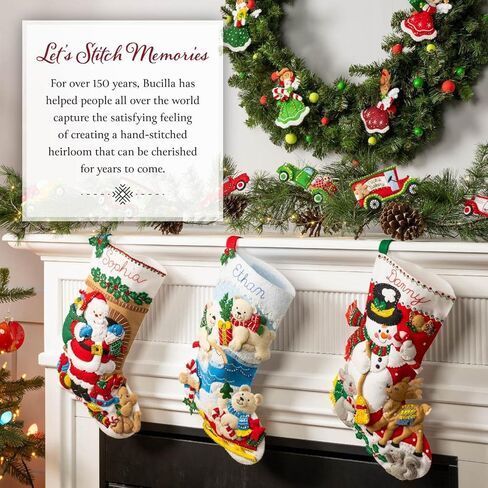 Bucilla, Light Up The Holidays, Felt Applique 18" Stocking Making Kit, Perfect for DIY Arts and Crafts, 89587E in Saudi Arabia