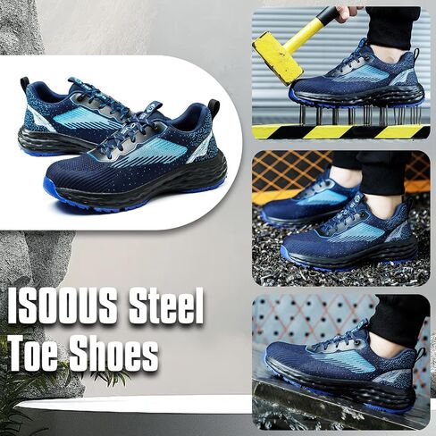 ISOOUS Steel Toe Shoes for Men Non Slip Work Shoes Women Lightweight Comfortable Safety Work Shoes for Men Puncture Proof Steel Toe Sneakers for Construction in Saudi Arabia