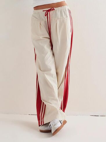 Hudson Canyon Striped Pants for Women Wide Leg Drawstring Waist High Rise Pant Baggy Casual Sweatpants with Pockets in Saudi Arabia