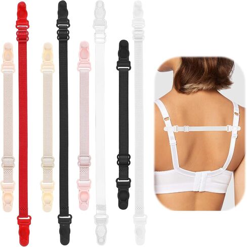 8 Pcs Bra Strap Clips, Bra Strap Holders for Slipping Adjustable Elastic Bra Straps Multicolor Bra Strap Holder Stop Slipping for all Cup Sizes 7 Colors Bra Clips to Make Conceal Straps in Saudi Arabia