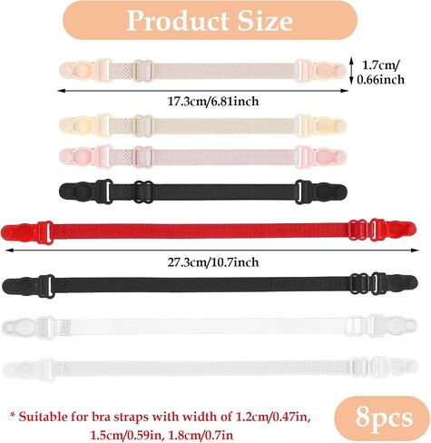 8 Pcs Bra Strap Clips, Bra Strap Holders for Slipping Adjustable Elastic Bra Straps Multicolor Bra Strap Holder Stop Slipping for all Cup Sizes 7 Colors Bra Clips to Make Conceal Straps in Saudi Arabia