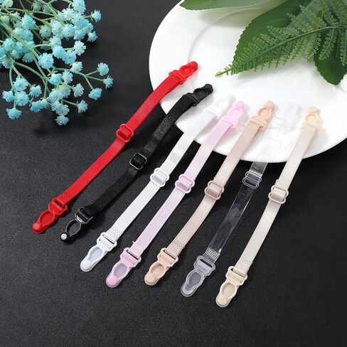 8 Pcs Bra Strap Clips, Bra Strap Holders for Slipping Adjustable Elastic Bra Straps Multicolor Bra Strap Holder Stop Slipping for all Cup Sizes 7 Colors Bra Clips to Make Conceal Straps in Saudi Arabia