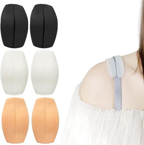 3 أزواج من وسائد حمالة الصدر من السيليكون من VASANA، حامل غير مرئي ومضاد للانزلاق، وسائد مريحة لحماية الكتف من السيليكون الناعم للنساء والفتيات (أسود + أبيض + جلد) in Kuwait