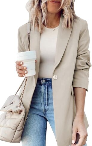 Dokotoo Womens 2024 Fashion Spring Lapel Collar Buttons Blazer Jackets for Women Business Casual in Saudi Arabia