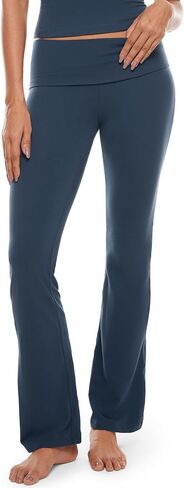 INLYRIC Women's Flared Leggings Fold Over Cotton Yoga Pants Y2K Pajama Lounge Bell Bottom 30 inches in Kuwait