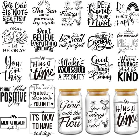 AFRITEE Transfer Cup Wrap Stickers - 20 Sheets Black Girls UV DTF Cup Wraps for 16 20 40 oz Glass, Black Girl Stickers Women Inspirational Aesthetic Uvdtf Transfer Stickers for Coffee Cups Mugs in Kuwait