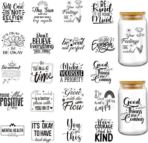 AFRITEE Transfer Cup Wrap Stickers - 20 Sheets Black Girls UV DTF Cup Wraps for 16 20 40 oz Glass, Black Girl Stickers Women Inspirational Aesthetic Uvdtf Transfer Stickers for Coffee Cups Mugs in Kuwait
