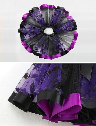 Happy Cherry Toddler Girls Witch Tutu Skirt Set with Hat & Broomstick 3 Pcs Dress Up Halloween Outfits 3-8Y in Kuwait