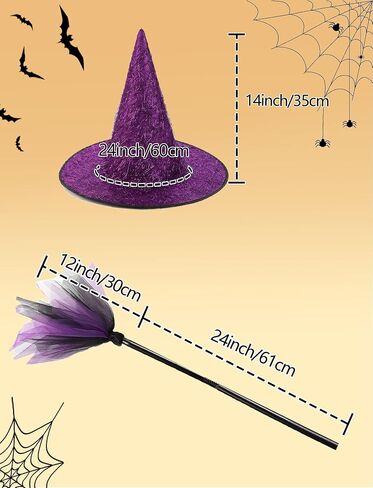 Happy Cherry Toddler Girls Witch Tutu Skirt Set with Hat & Broomstick 3 Pcs Dress Up Halloween Outfits 3-8Y in Kuwait
