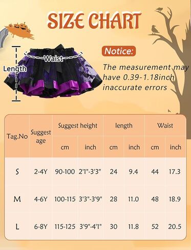 Happy Cherry Toddler Girls Witch Tutu Skirt Set with Hat & Broomstick 3 Pcs Dress Up Halloween Outfits 3-8Y in Kuwait