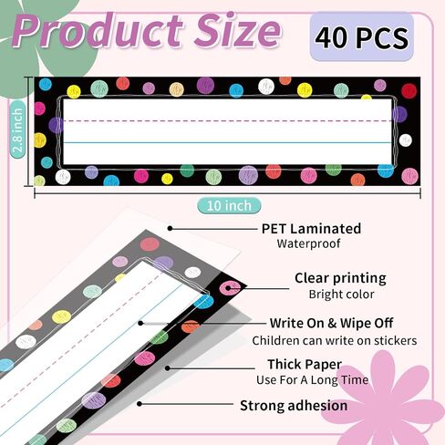 Name Tags for Classroom,40Pcs Student Name Tags for desks,Waterproof Desk Name Tags for Classroom Decor Self Adhesive Name Label Stickers（Colorful dot Style） in Saudi Arabia