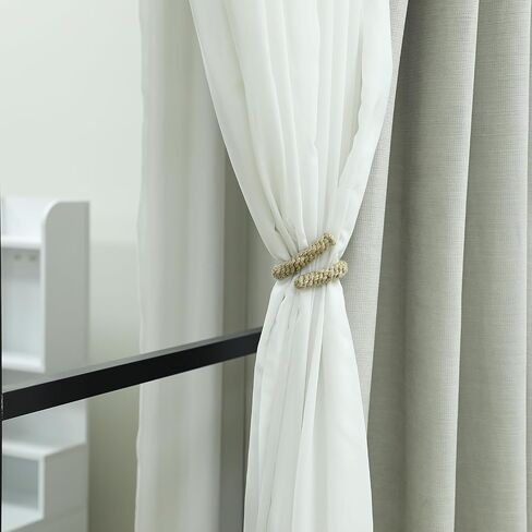 4 Pcs Braided Curtain Tiebacks for Drapes, Jute Curtain Holdback Rustic Curtain Holdbacks Handmade Curtain Ties Drapery Curtain Ring Clips Drapes Decoration Supplies for Home Office in Saudi Arabia