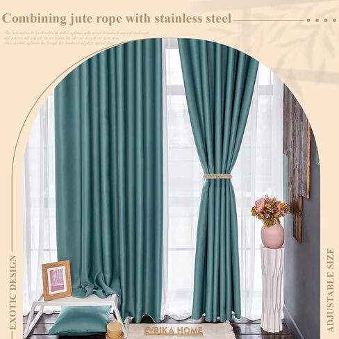 4 Pcs Braided Curtain Tiebacks for Drapes, Jute Curtain Holdback Rustic Curtain Holdbacks Handmade Curtain Ties Drapery Curtain Ring Clips Drapes Decoration Supplies for Home Office in Saudi Arabia