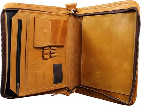 Madosh, Leather Padfolio Binder Document Organizer Office Interview Resume File Folder Travel Zipper Portfolio in Kuwait