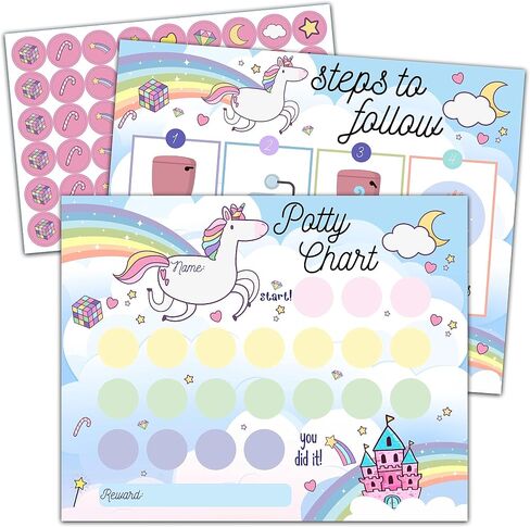 Rainbow Garden Potty Trainning Sticker Chart for Toddlers Boys Girls, 10 Potty Training Chart with 216 Stickers & 1 Routine Card - A22 in Kuwait