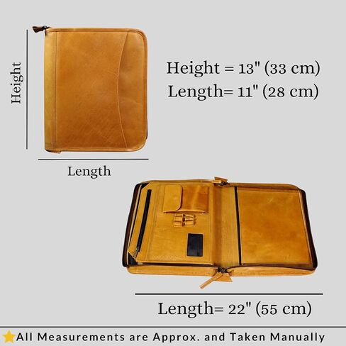 Madosh, Leather Padfolio Binder Document Organizer Office Interview Resume File Folder Travel Zipper Portfolio in Kuwait