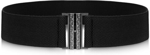 Jeffdad Wide Stretchy Belts for Women, Vintage Elastic Waist Belts Adjustable Cinch Belt Muticolored Ladies Dress Buckle Belt in Kuwait