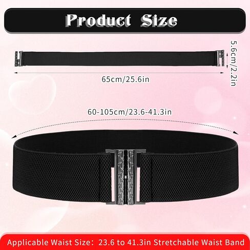 Jeffdad Wide Stretchy Belts for Women, Vintage Elastic Waist Belts Adjustable Cinch Belt Muticolored Ladies Dress Buckle Belt in Kuwait