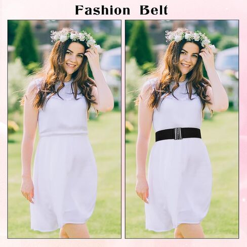 Jeffdad Wide Stretchy Belts for Women, Vintage Elastic Waist Belts Adjustable Cinch Belt Muticolored Ladies Dress Buckle Belt in Kuwait