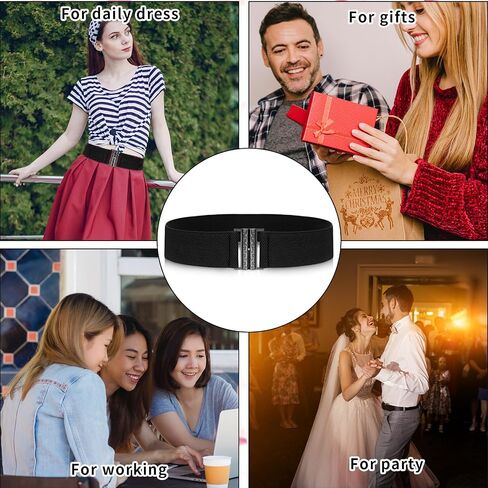 Jeffdad Wide Stretchy Belts for Women, Vintage Elastic Waist Belts Adjustable Cinch Belt Muticolored Ladies Dress Buckle Belt in Kuwait